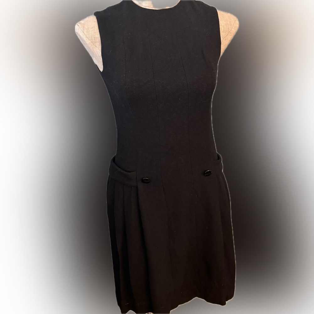 Gay Gibson Black Pleated Wool Dress for the vintage lovers!
